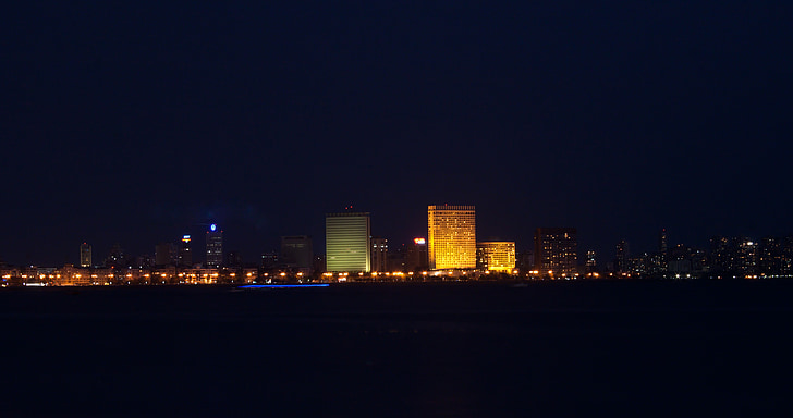 mumbai, night, skyline, bombay, buildings, city, urban
