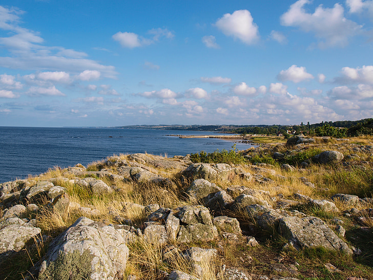bờ biển, Rock, tôi à?, nước, bờ biển đá, biển Baltic, màu xanh