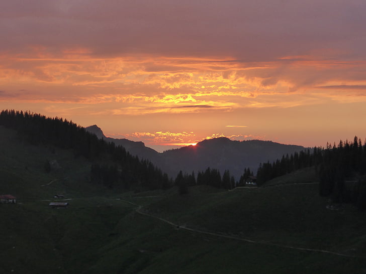 พระอาทิตย์ตก, tyrol, อัลไพน์