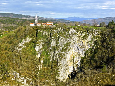 Iglesia, cima de la colina, punto de referencia, Scenic, empinadas, paisaje, Ver
