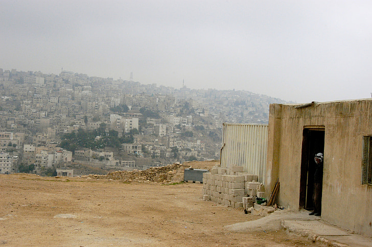 Jordânia, edifício, homem, cidade, edifícios, arquitetura, do lado de fora