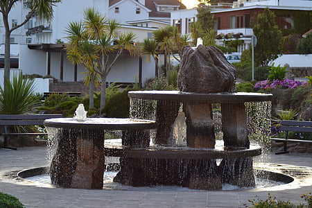 Zatoka brelards, Fontanna, Jersey, Wyspy Normandzkie, kamień, ogród z fontanną