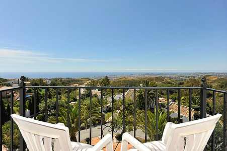 Costa del sol, ogledov, balkon, stoli, počitnice, modro nebo, potovanja