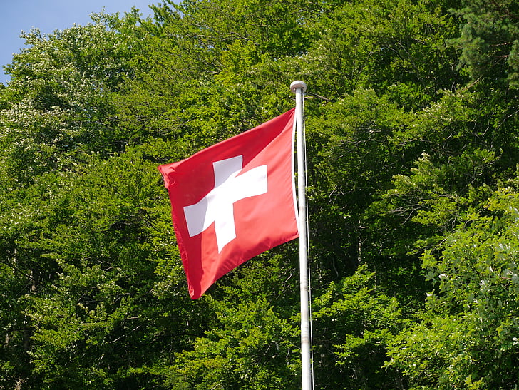 Sveits, flagg, Swiss flagg, kors, flaggstenger