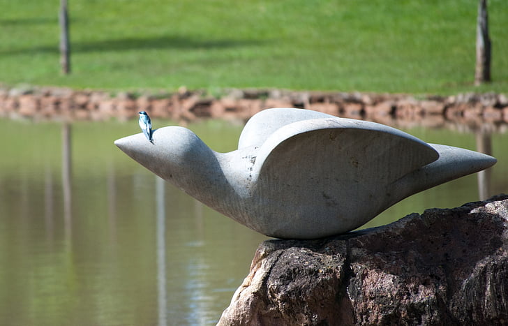 fuglen, statuen, Stone skulptur, Park