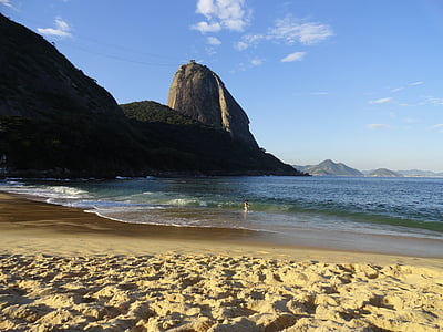 Sukkertoppen pão de açúcar, rød beach, URCA, Rio de janeiro, Brasil, stranden, sjøen
