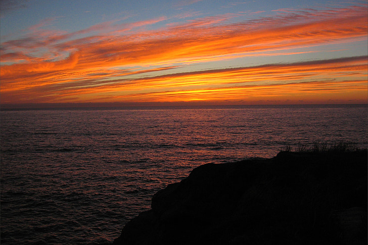 tramonto, oceano, cielo, arancio, nuvole, San diego, mare