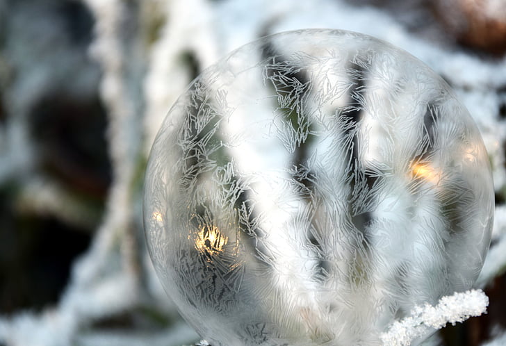 Bubble, zeepbel, ballen, achtergrond, winter, koude, Frost