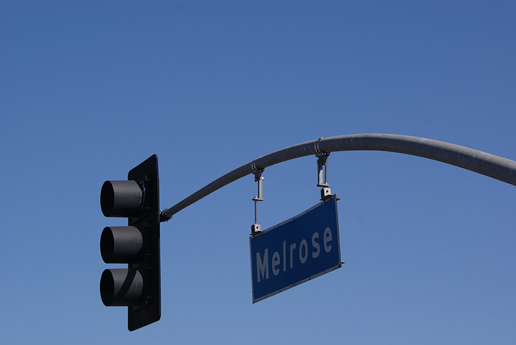 Hollywood, Beverly hills, unidade de Melrose, sinal de trânsito
