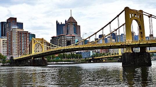 Ameryka, Pittsburgh, Most, wakacje, Wycieczka do miasta, Architektura, Most - człowiek struktura