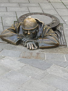 cumyle, statue de, homme, Bratislava, Slovaquie, Centre, vieille ville