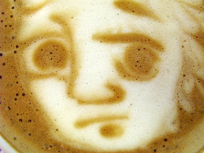 koffie, Latte, gezicht, crème, triest, cappuccino, kopje koffie