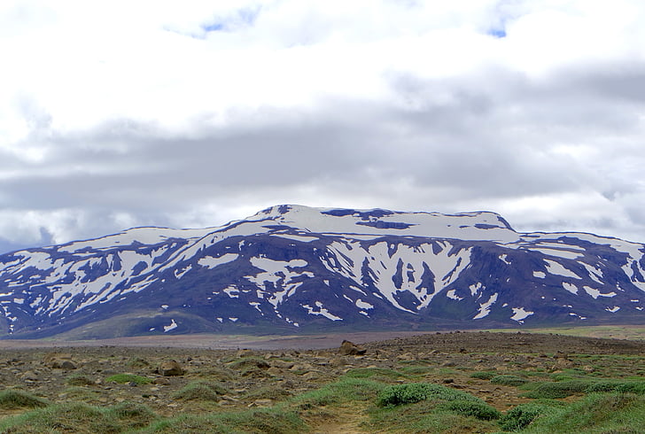 iceland, mountain, nature, landscape, snow, summit, volcano