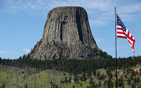 Devils tower, Wyoming, na prostem, gorskih, narave, ZDA, stolp