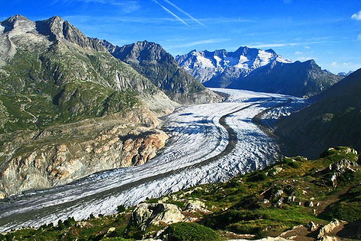 alteschgletscher, isbre, isen, natur, evig is, snø, Sveits