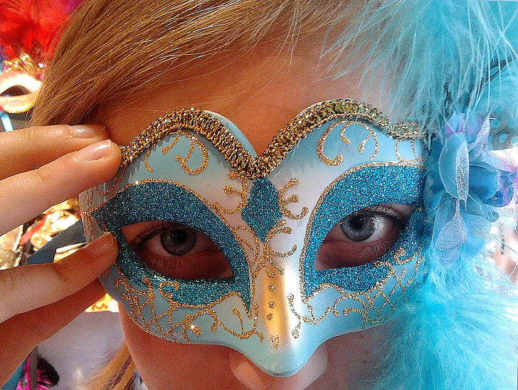 mletački, maska, Karneval, Venecija, lice, dekoracija, zabava