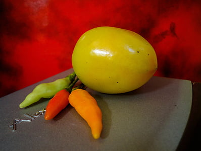 pomodoro, peperoncino rosso, frutta, verdure