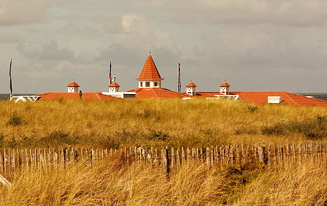 dunes, toits, solitaire, plage de la mer