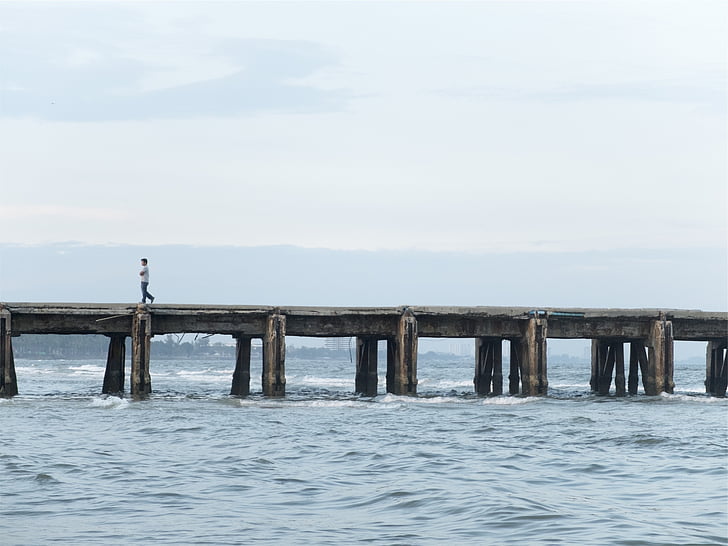 pier, ocean, sea, water, day, no people, bridge - man made structure