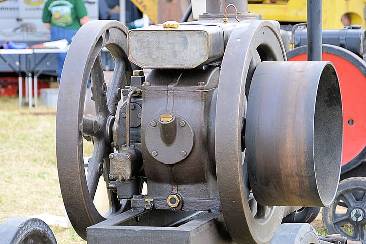 motor, staré, historicky, stroj, poľnohospodársky stroj, zotrvačníky, zotrvačník