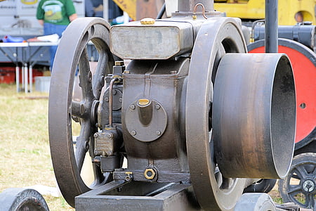 motor, gamle, historisk set, maskine, landbrugsmaskine, svinghjul, svinghjul