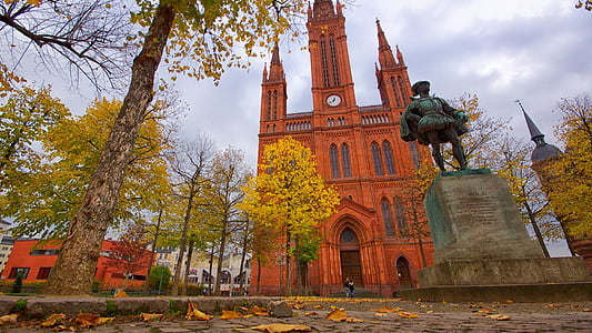 Gereja pasar, Wiesbaden, schlossplatzfest, Pusat kota, Wisata kota, musim gugur, suasana musim gugur