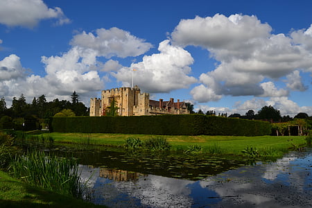 Hever castle, Boleyn residentie, Engeland, Kasteel, Londen, wolken, water