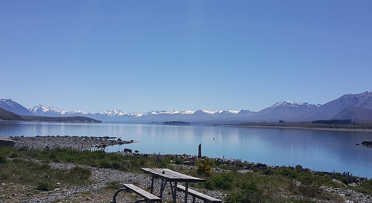 Lago, Tekapo, Nova Zelândia, montanha, natureza, paisagem, água