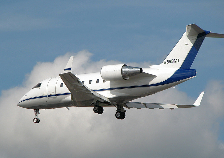 Challenger, Bombardier, de aterrizaje, avión, avión, cielo, vuelo