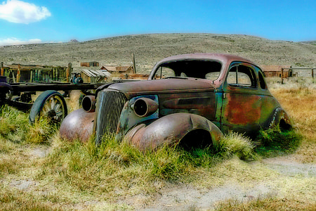 Bodie, spøkelsesby, California, USA, eldre, gamle bilen, rusten