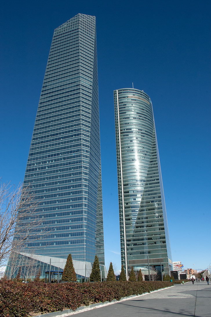 Torres, építészet, Sky, városi, felhőkarcoló, üveg, Madrid