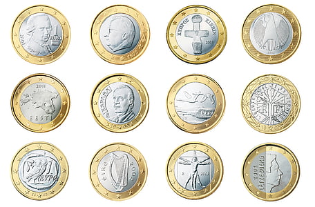 Euro, 1, kolikon, valuutta, Euroopan, rahaa, Wealth
