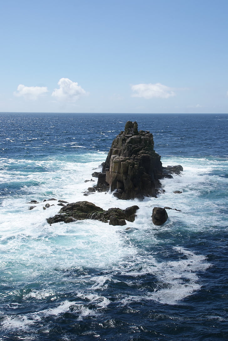 fin de la tierra, Cornwall, Océano, mar, roca, de surf, Horizon