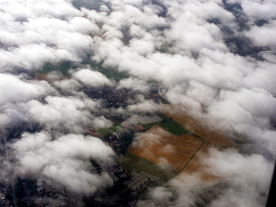 terreno, nuvem, céu, Branco, avião, dia, a névoa