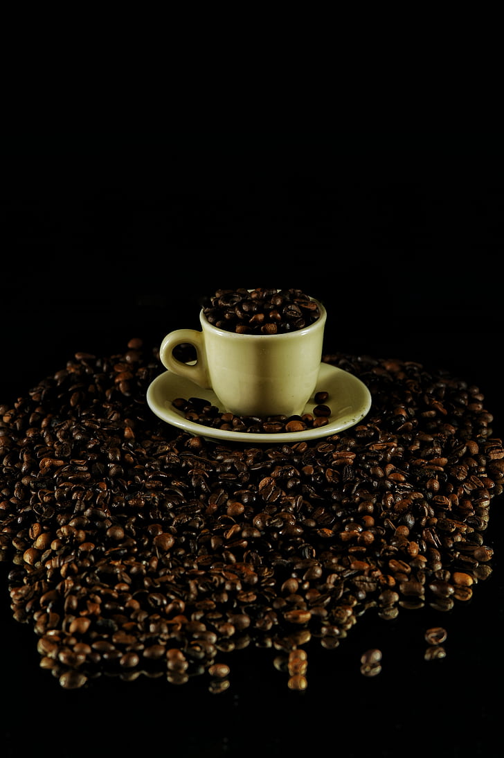 káva, pohár, kávové zrná, Kofeín, espresso
