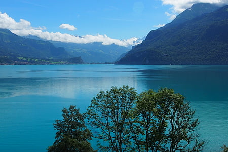 Λίμνη, βουνά, στη λίμνη thun, διάθεση, Ελβετία, τοπίο, ομορφιά στη φύση