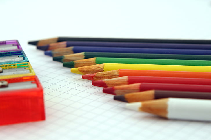 blur, close-up, color pencils, colorful, colour pencils, colourful, paper graph