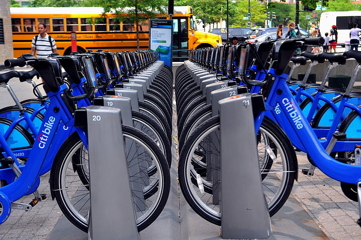 rower, Miasto, niebieski, Nowy Jork, rowerów, Urban, styl życia