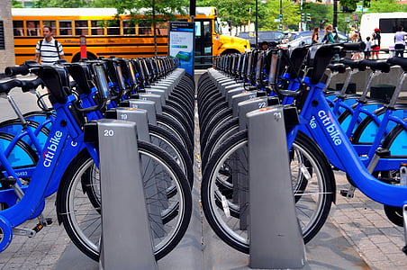 bike, city, blue, new york, bicycle, urban, lifestyle