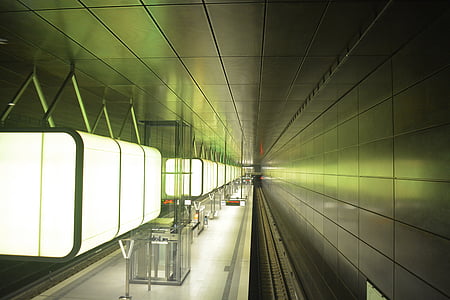 Architektura, stanice metra, Hamburk, U4, přístav město univerzita, Doprava, rozmazaný pohyb