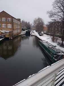 Canal, sne, Hemel hempstead, vinter, kolde, vand, landskab