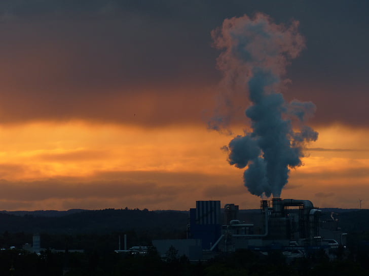 Industrie, Kraftwerk, Rauch, Abgase, Verschmutzung, Schornstein, Schutz der Umwelt