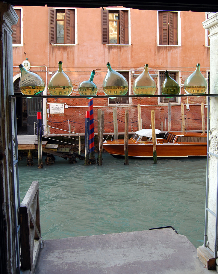 ampuller, kanal, døren, Venedig, glas, containere, flasker