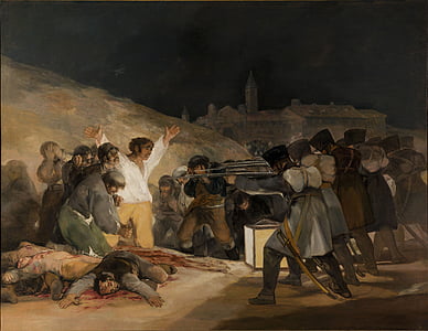 udførelse, skydning, olie på lærred, Francisco de goya, 1814, oliemaleri, kunst
