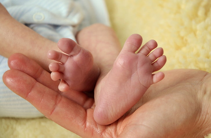 bebê, recém-nascido, bonito, pés, humana, emoção, Nascido