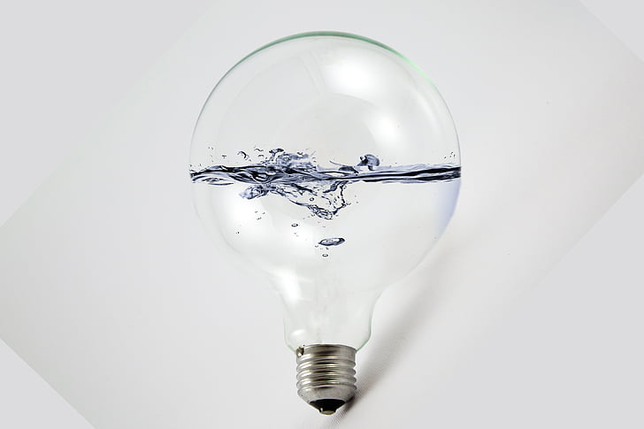 water, light bulb, photoshop