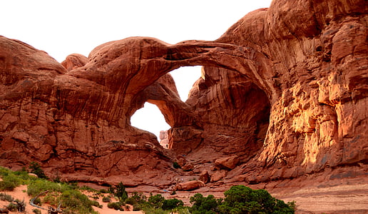 アーチ, 二重アーチ, 赤い岩, 南西部, 形成, アウトドア, 風景