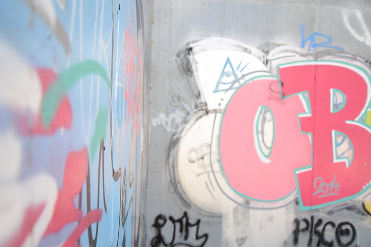 Graffiti, Wand, Graffitiwand, Farbe, rot, künstlerische, Vandalismus