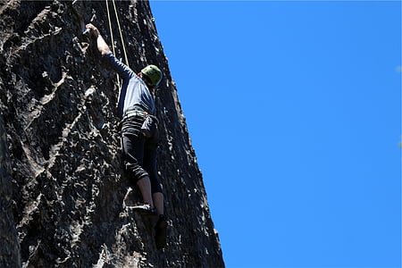 person, rock, climbing, mountain, rock climbing, sports, guy