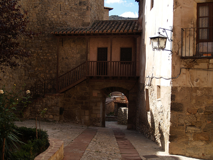 Albarracin, desa abad pertengahan, Teruel, Lane, Street, arsitektur, lama